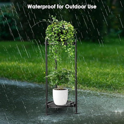 Plant Stand Indoor Outdoor, 2 Tier 30" Tall Metal Plant Stands, Heavy Duty - Image 8