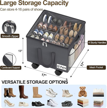 Large Shoe Organizer for Closet, 16 Pairs Shoe Storage Box - Image 4
