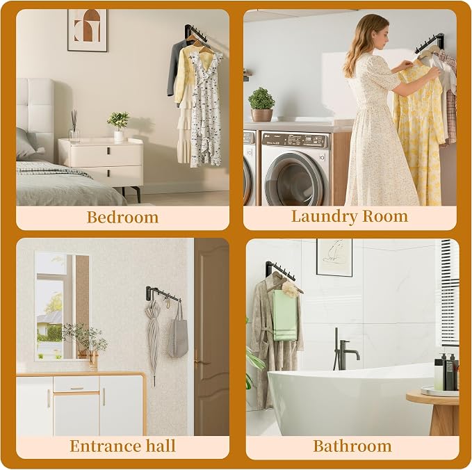 Alise Wall Mounted Drying Rack, Swivel Clothes Drying Hanger, 1P | Space Saving - Image 9