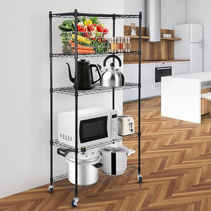 SUPER DEAL Black 5-Shelf Heavy Duty Storage Wire Shelving Unit - Image 2