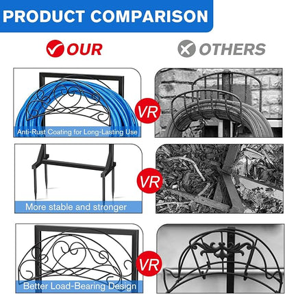 Garden Hose Holder, Freestanding Hose Reel Stand 4 Spikes, Heavy Duty Water - Image 4