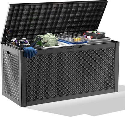 100 Gallon Large Deck Box, Resin Outdoor Storage Box by OutdoorLivingPerfected