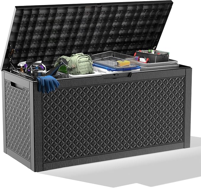 100 Gallon Resin Deck Box, Lockable Outdoor Storage Box by OutdoorLivingPerfected