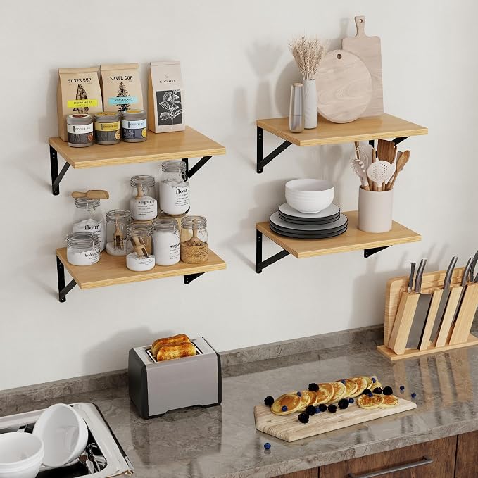 Axeman Deep Floating Shelves, 12 Inch Deep Rustic Oak Floating Wall Shelves Set - Image 8
