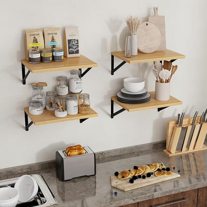 Axeman Deep Floating Shelves, 12 Inch Deep Rustic Oak Floating Wall Shelves Set - Image 8