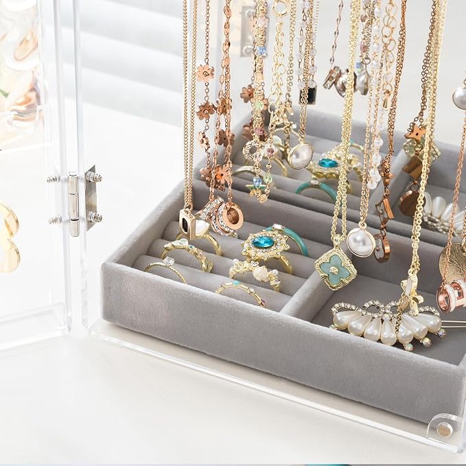 Lolalet Earring Holder Organizer, Acrylic Jewelry Organizer Rotating Clear - Image 7