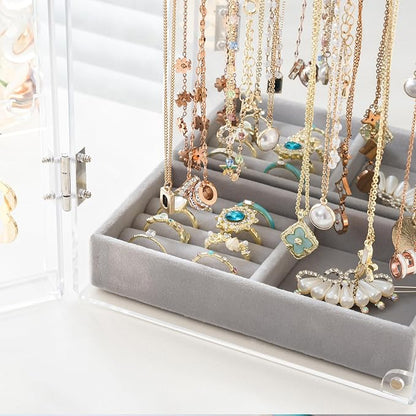 Lolalet Earring Holder Organizer, Acrylic Jewelry Organizer Rotating Clear - Image 7