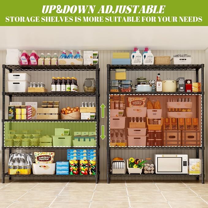 Storage Shelves, 5-Tier Adjustable Metal Industrial Utility Shelf Rack - Image 7