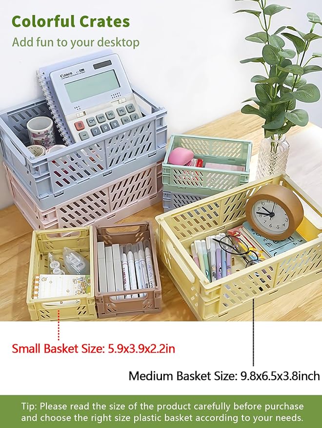 4 Pack Mini Foldable Plastic Small Baskets - Image 5