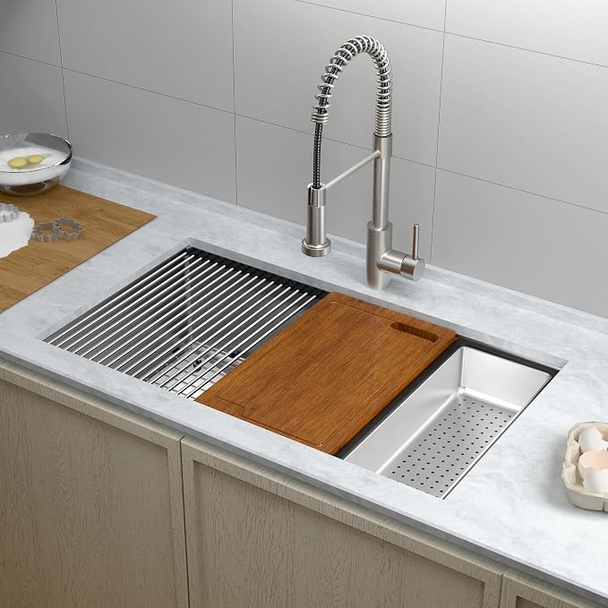 33 x 22 Drop-In/Undermount Kitchen Sink, TECASA Single Bowl Kitchen Sink - Image 3