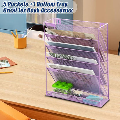 EASEPRES Desk File Organizer Mesh 6 Tier, Hanging Wall Mount Document - Image 6