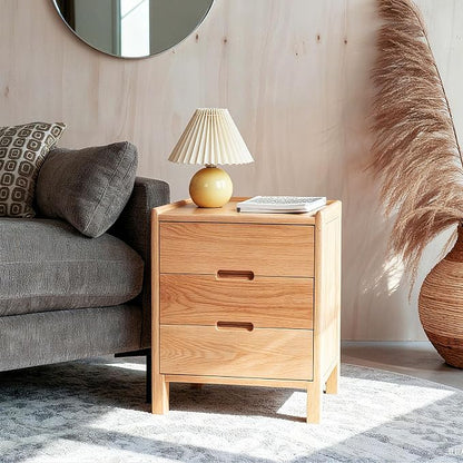 Nightstand, Solid Wood Small End Table w/3 Drawers, Modern Bedside Tables - Image 3