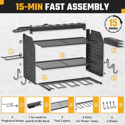 ZESEN Power Tool Organizer Wall Mount, 3 Layer Charging Station - Image 4