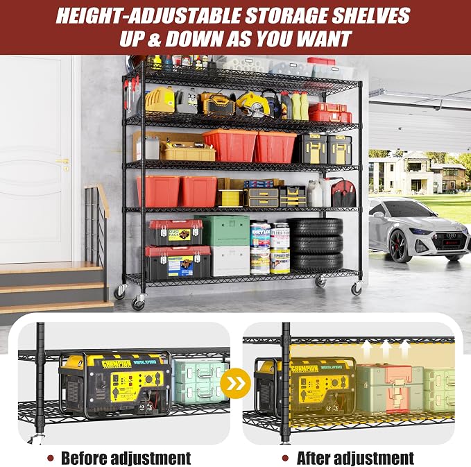 PrimeZone 5 Tier 80.7" Hx55.5 Wx24 D Wire Shelving - Image 6