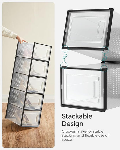 SONGMICS Shoe Boxes, Stackable Clear Plastic Boxes - Image 3