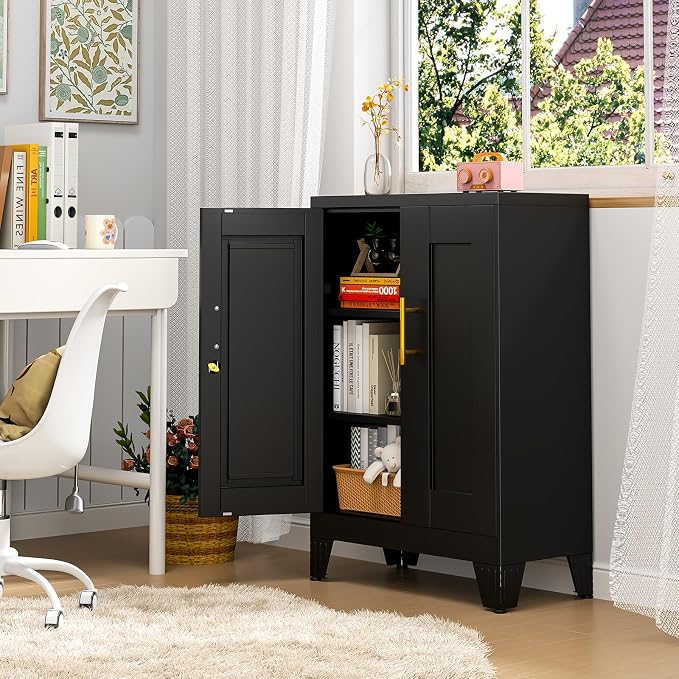 pozdeg 35.43" Lockable Metal Storage Cabinet, Steel Locker File Cabinet - Image 6