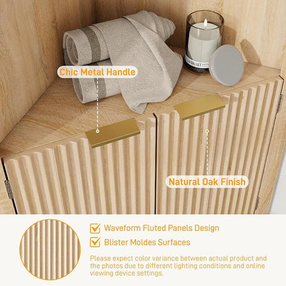 Vabches Corner Bathroom Cabinet, 64 Inch Tall Modern Fluted Corner Cabinet - Image 7