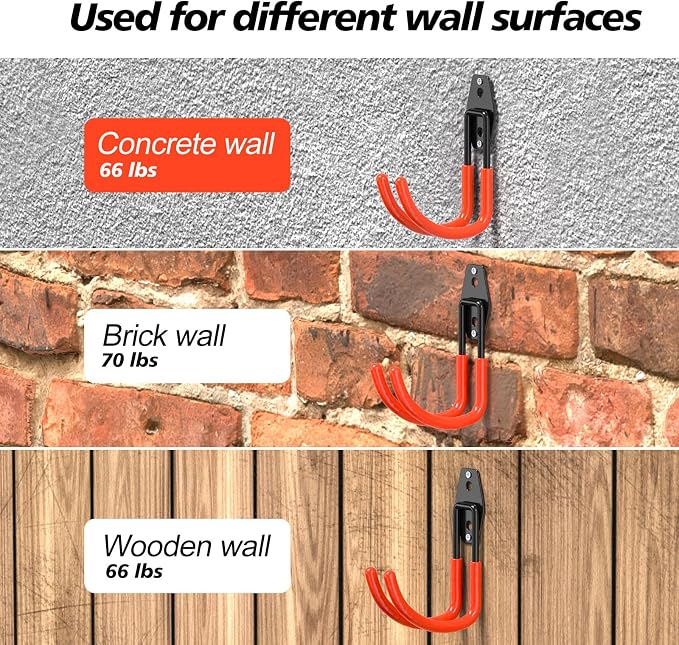4 Pack Heavy Duty Garage Hooks, Solid Steel Wall Mount Hangers, - Image 5