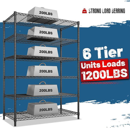 6Tier Metal Shelving Unit Storage Shelves. 1200LBS Wire Shelving Rack Heavy Duty - Image 6