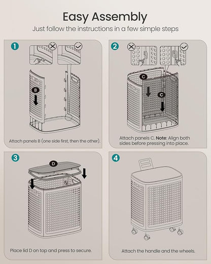 SONGMICS Laundry Hamper with Wheels, Plastic Laundry Basket, 19.8 Gallons - Image 7