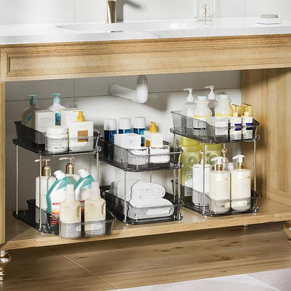 Delamu 2-Tier Under Sink Organizers and Storage, Pull Out Kitchen Pantry - Image 2