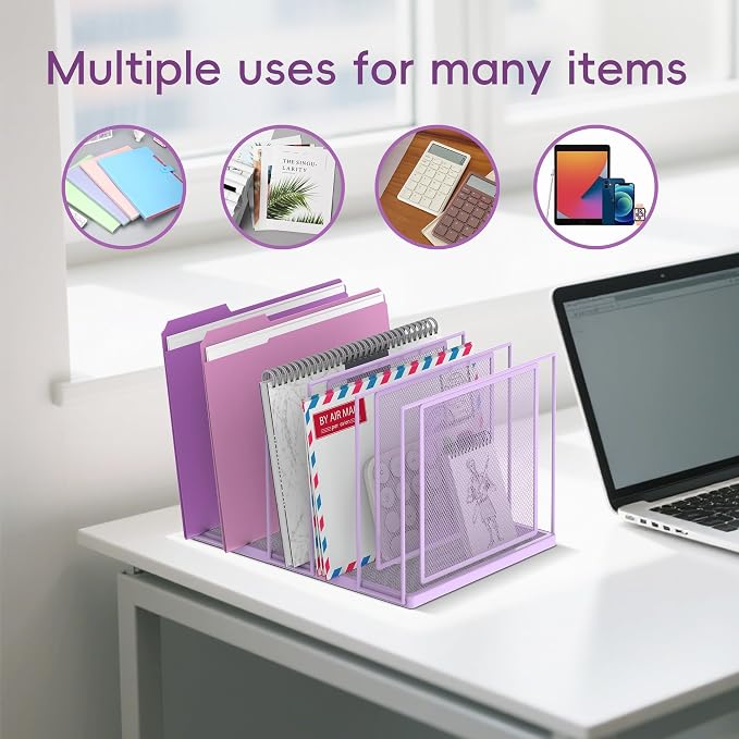 File Organizer for Desk, 5-Section Vertical File Sorter, Paper Holder Organizer - Image 3