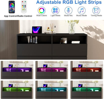 Vipbear 47.2" Black Dresser 6 Drawer - Image 4