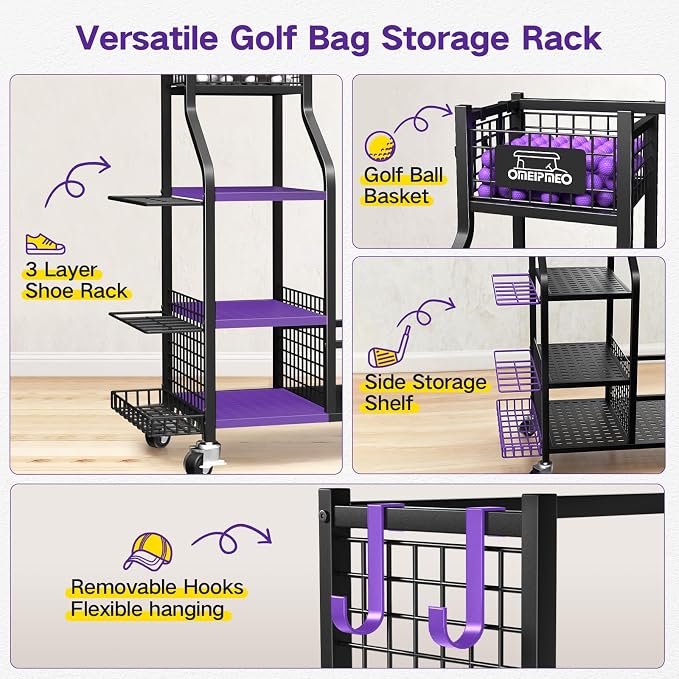 Golf Bag Storage Garage Organizer, Golf Bag Storage Stand and Other Golfing - Image 6