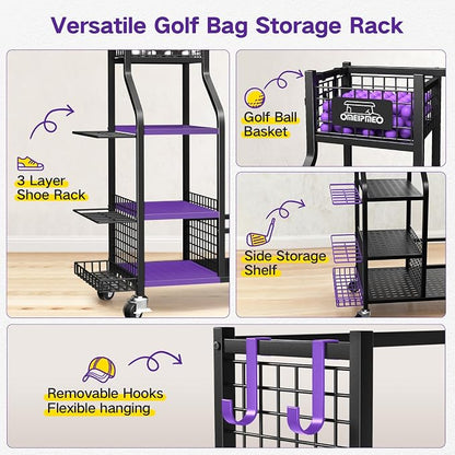 Golf Bag Storage Garage Organizer, Golf Bag Storage Stand and Other Golfing - Image 6