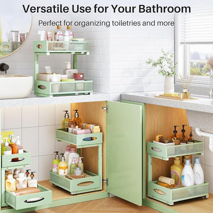Under Sink Organizer, 2 Tier Pull out Cabinet Organizer Baskets - Image 9