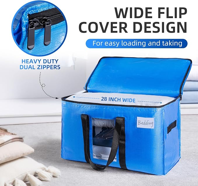 TAILI Extra Large Moving Bags, 6 Pack Blue Heavy Duty Totes - Image 4