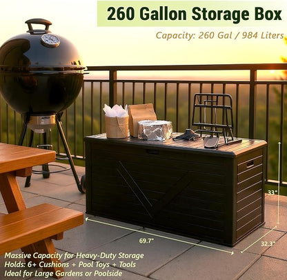 Outdoor Storage Box, Lockable Patio Cushions, Garden Tools Storage - Image 2