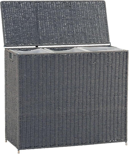 Household Essentials 3‑Compartment Seagrass Laundry Sorter Wicker Hamper - Image 5