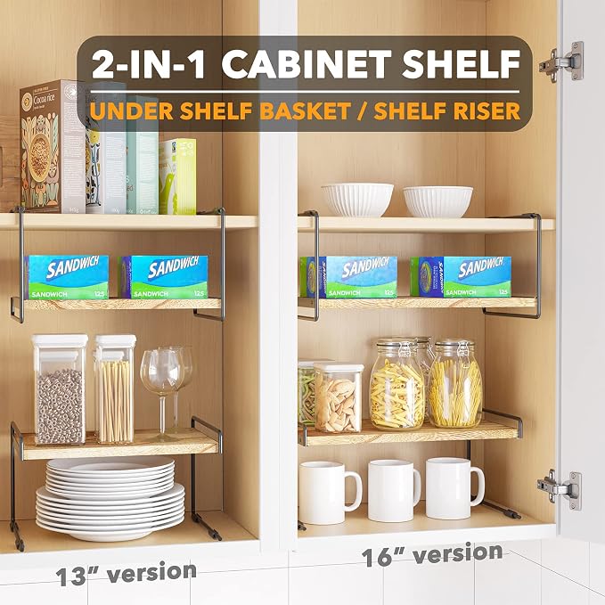 SpaceAid Cabinet Shelf Organizers 2 Pack, Kitchen Counter Organizer Rack Under - Image 3