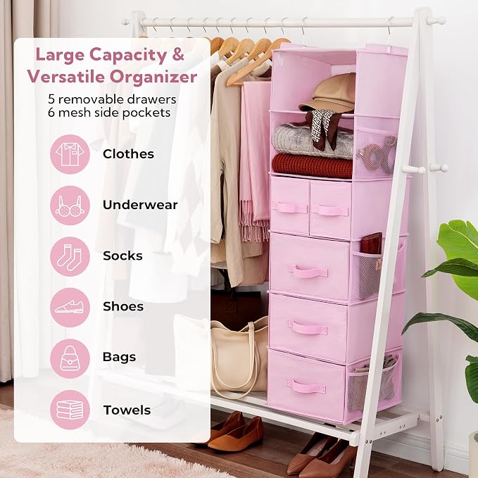 GRANNY SAYS Hanging Closet Organizers and Storage, 6 Shelves Closet Hanging - Image 4