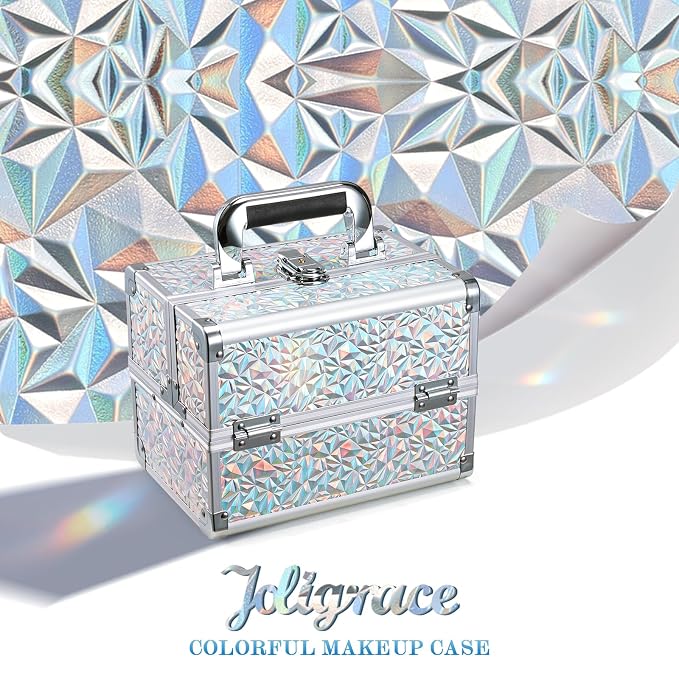 Joligrace Makeup Train Case Makeup Case Organizer Portable Cosmetic Box Storage - Image 2