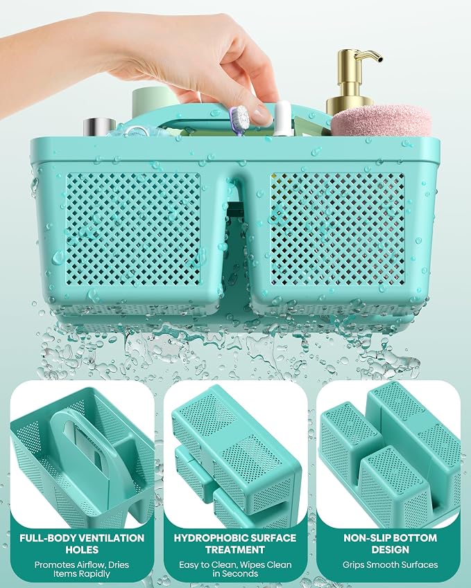 4 Pack Portable Shower Caddy, Integrated Handle, Reinforced Plastic, Organizer - Image 5