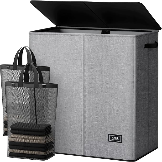 SOLEDI Large Double Laundry Hamper by SOLEDI