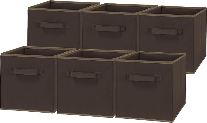 Simple Houseware Foldable Cube Storage Bins, 11-Inch Brown by SimpleHouseware