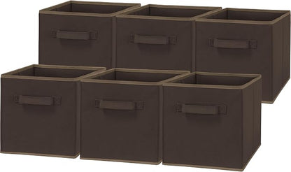 Simple Houseware Foldable Cube Storage Bins, 11-Inch Brown by SimpleHouseware