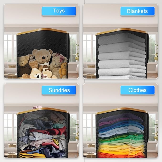 Laundry Hamper with Wheels, 29 Gal Laundry Basket with lid Rolling Clothes - Image 7