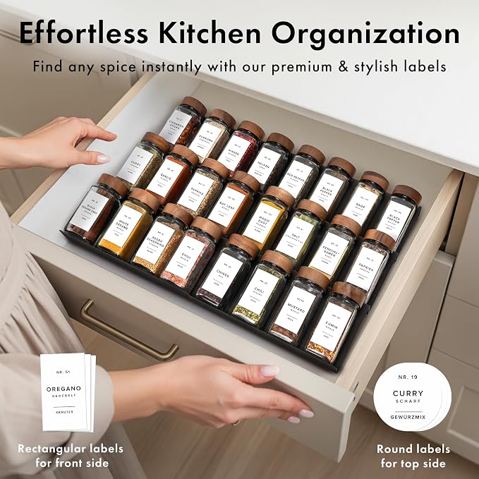 EDELHAUS Glass Spice Jars with Label, 24x Acacia Wooden Lids - Image 3
