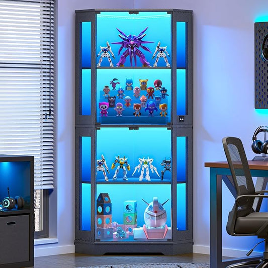 IRONCK 71 Inch Carbon Fiber Corner Glass Display Cabinet by IRONCK