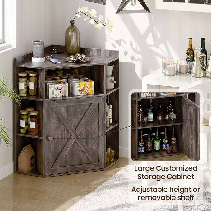 Corner Storage Cabinet, Farmhouse Corner Bookshelf - Image 7