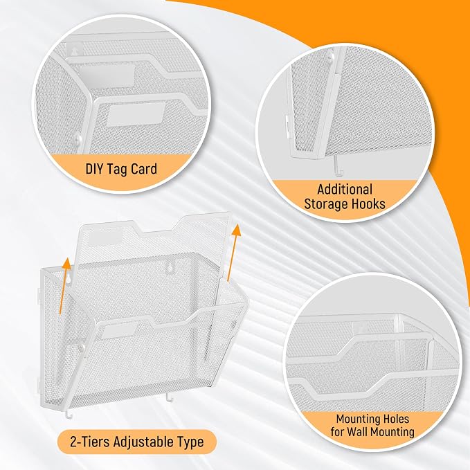 Docnest 3 Pack 2 Tier Mesh Wall File Holders - Image 4
