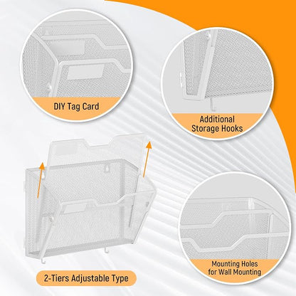 Docnest 3 Pack 2 Tier Mesh Wall File Holders - Image 4