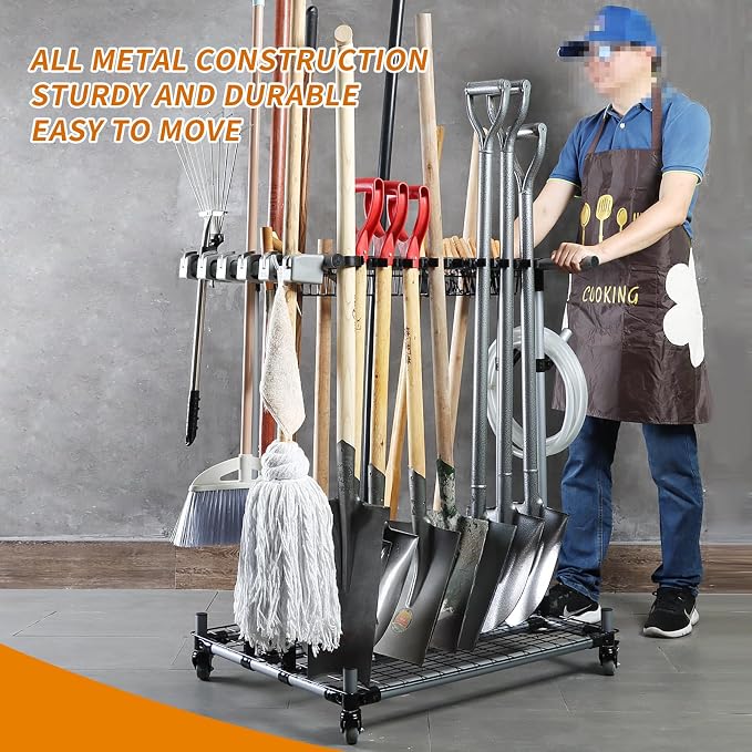 Heavy duty garden tool organizer garage storage holder storage large long - Image 5