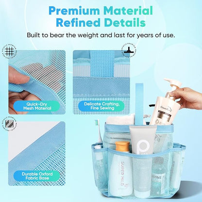 EUDELE Mesh Shower Caddy Portable, 8-Pocket Large Capacity, Quick Dry, Easy - Image 3
