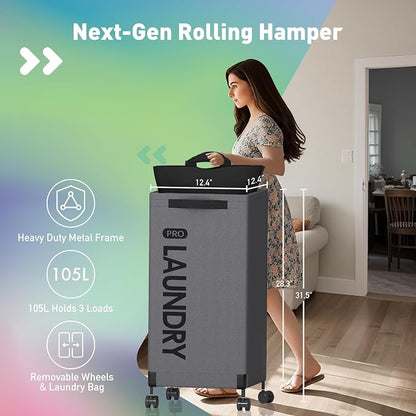 Caroeas Next-Gen 105L Matel Frame Laundry Basket - Image 2