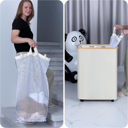 Lagre Laundry Basket with Wheels, Laundry Hamper with Lid, 160L Clothes Hamper - Image 4